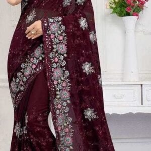 ইন্ডিয়ান জর্জেট শাড়ি ব্লাউজ পিস সহ