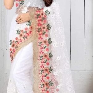 ইন্ডিয়ান জর্জেট শাড়ি ব্লাউজ পিস সহ