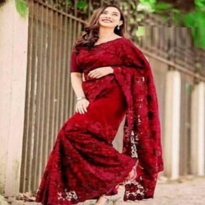 ইন্ডিয়ান জর্জেট শাড়ি ব্লাউজ পিস সহ