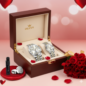 ​💖OLEVS লাক্সারি কাপল'স ওয়াচ সেট💓(বাটারফ্লাই লক)