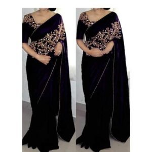 প্রিমিয়াম ইন্ডিয়ান জর্জেট এমব্রয়ডারি শাড়ি উইথ ব্লাউজ পিস