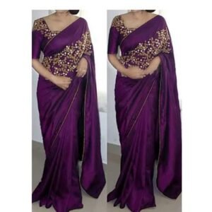 প্রিমিয়াম ইন্ডিয়ান জর্জেট এমব্রয়ডারি শাড়ি উইথ ব্লাউজ পিস