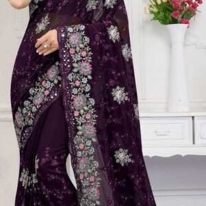 ইন্ডিয়ান জর্জেট শাড়ি ব্লাউজ পিস সহ