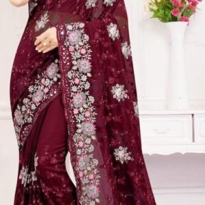 ইন্ডিয়ান জর্জেট শাড়ি ব্লাউজ পিস সহ