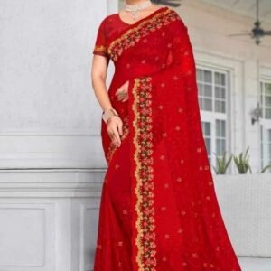 ইন্ডিয়ান জর্জেট শাড়ি ব্লাউজ পিস সহ