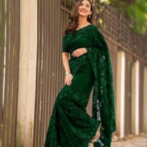 ইন্ডিয়ান জর্জেট শাড়ি ব্লাউজ পিস সহ